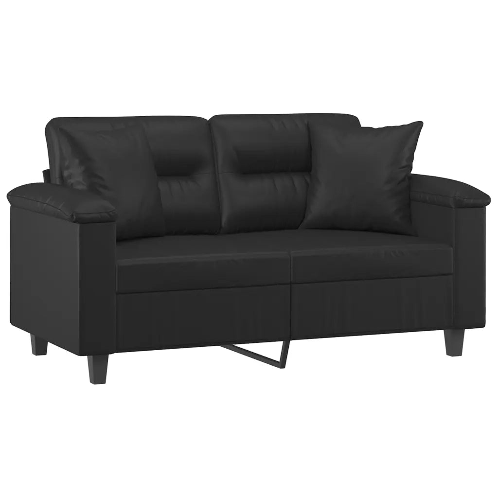 Divano | Divano da soggiorno | Sofa a 2 Posti con Cuscini Nero 120 cm in Similpelle