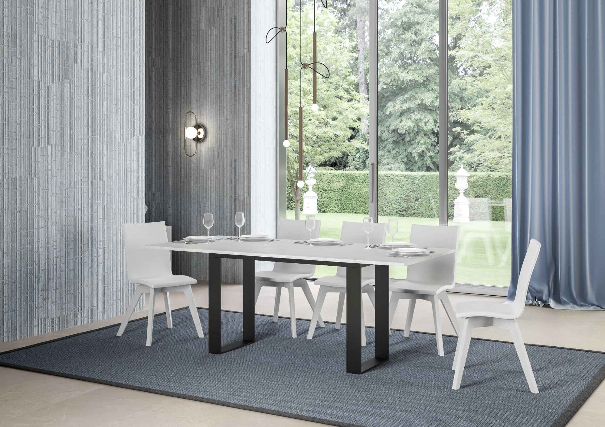 Tavolo Salvaspazio Allungabile 120/200x45/90x80/78 cm Tecno Double Bianco Frassino