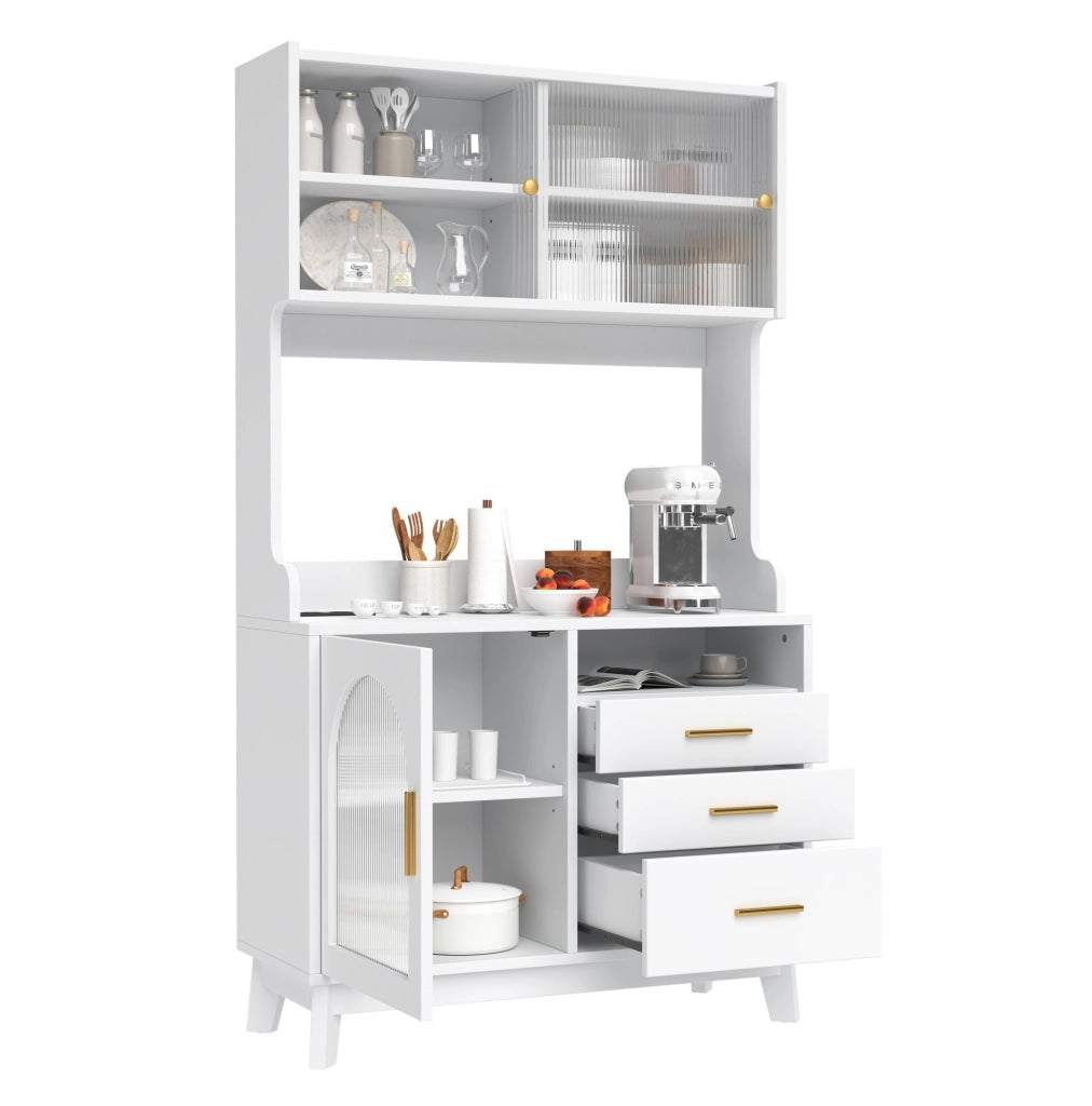 Credenza alta con ampio spazio contenitivo 100;5x40x178 cm; bianco; con prese USB e USB-C