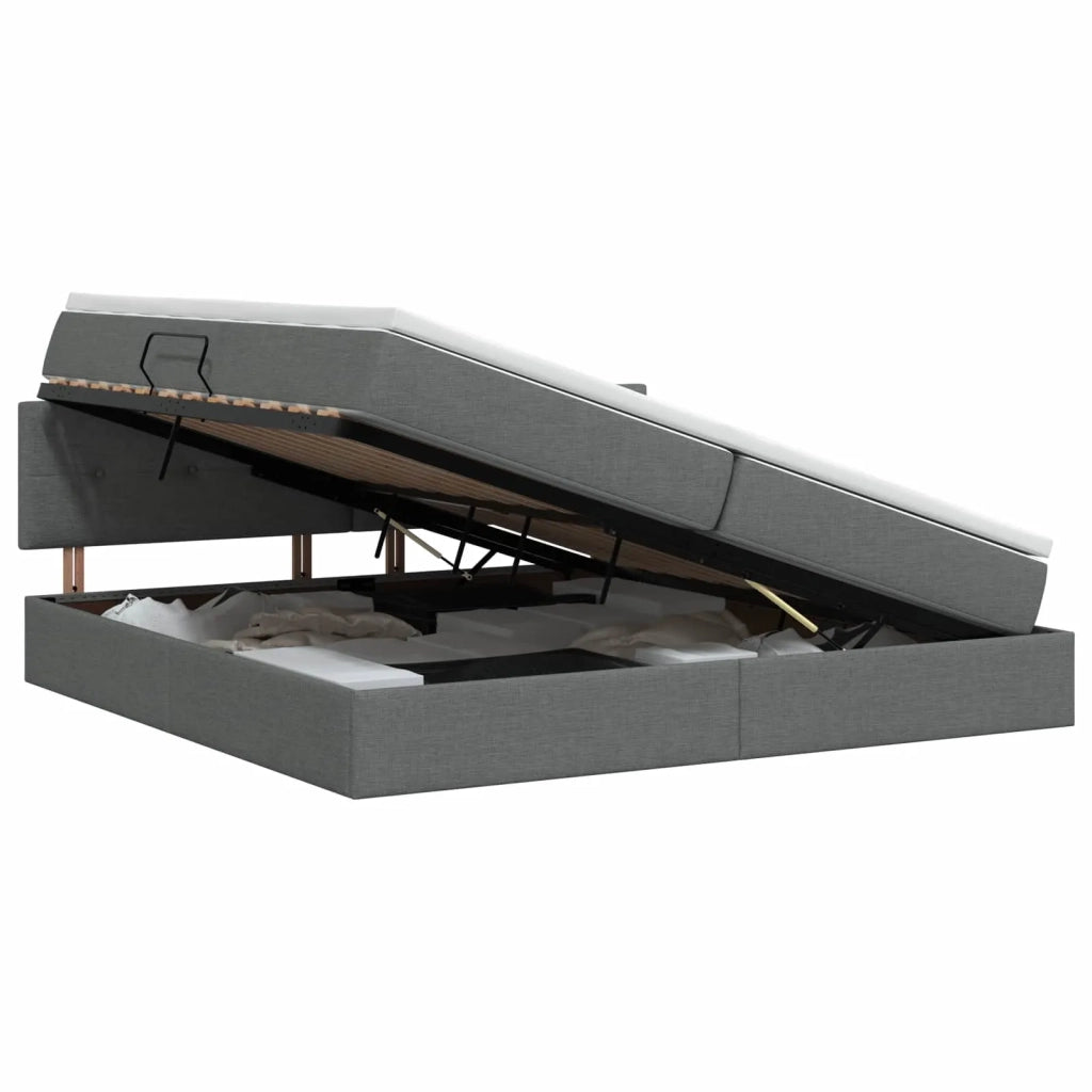 Letto con contenitore e materasso Grigio Scuro 200 x 200 cm 3458644