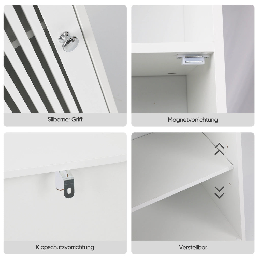 Mobiletto da Bagno Bianco con Persiane, Mobile Salvaspazio Multistrato in MDF e Truciolato