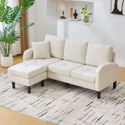 Divano angolare modulare a 3 posti con chaise longue in misto cotone e lino beige chiaro 166 × 118 × 77 cm