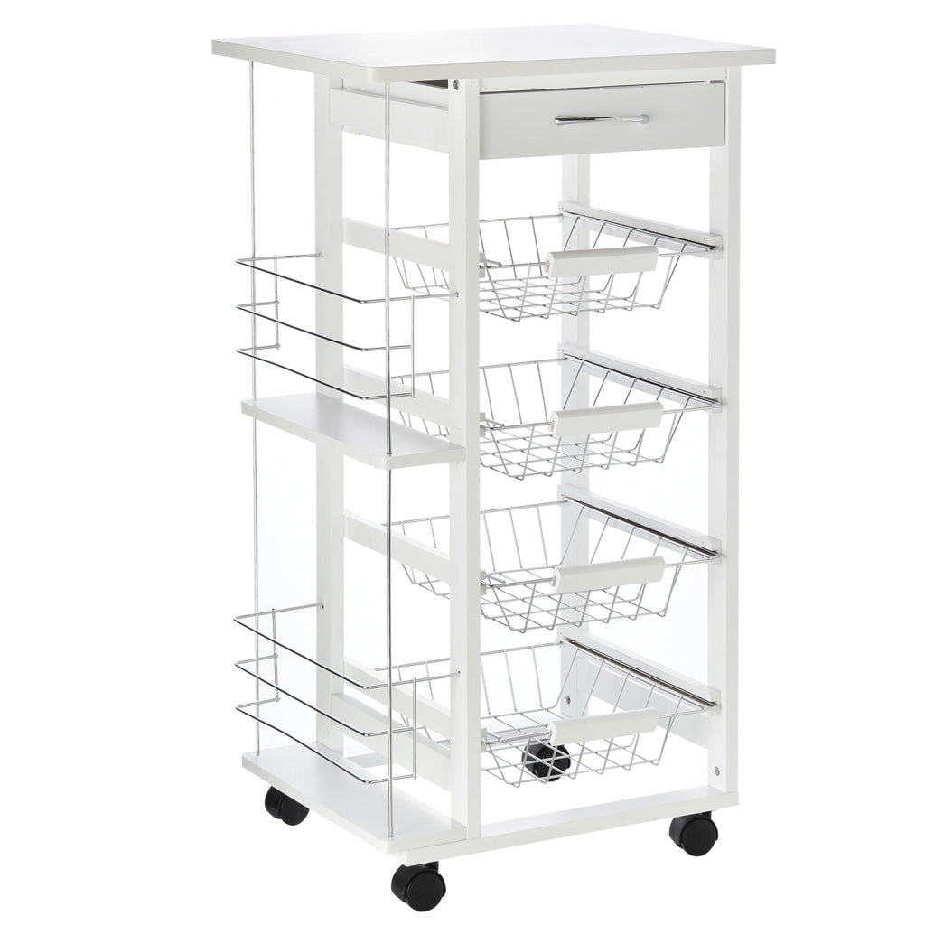Carrello Multiusos con Cassetto e 4 Cestelli ¨C Zephmum ¨C Bianco 47x37x83 cm
