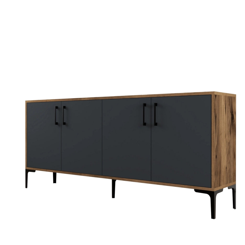 Credenza in legno "Kiev" - 180 x 35 x 78 cm - Grigio antracite