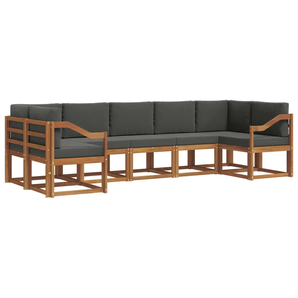 Set di divani da esterno con cuscino 7 pcs Naturale e Antracite