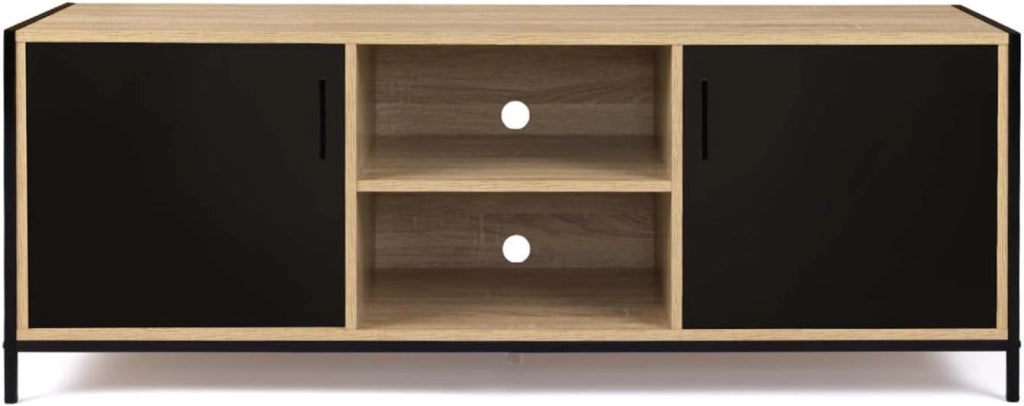 Porta TV BOSTON 140 cm a 2 ante nero di design industriale