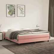 Struttura Letto a Rete a Molle-Giroletto Rosa 180x200 cm in Velluto 164997