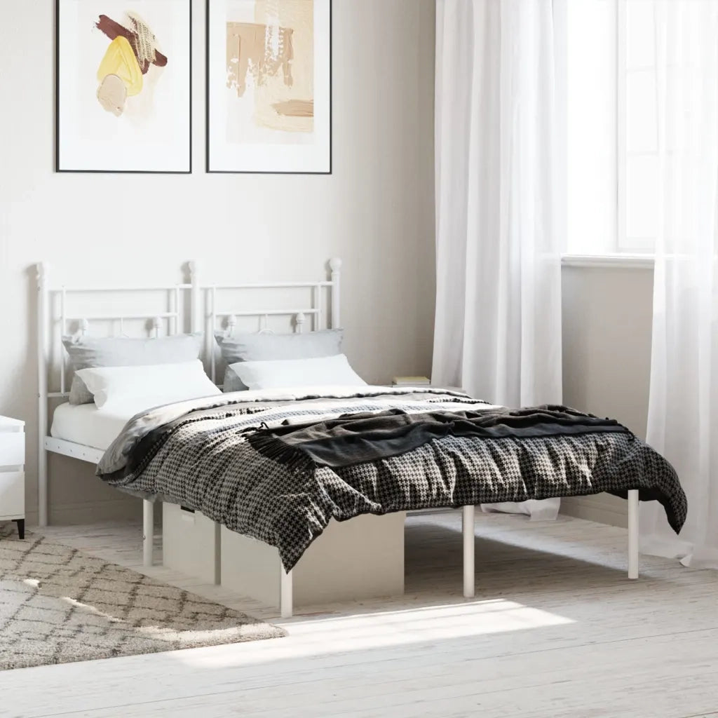 Giroletto con Testiera-Struttura Letto con testiera in Metallo Bianco 120x200 cm 364221