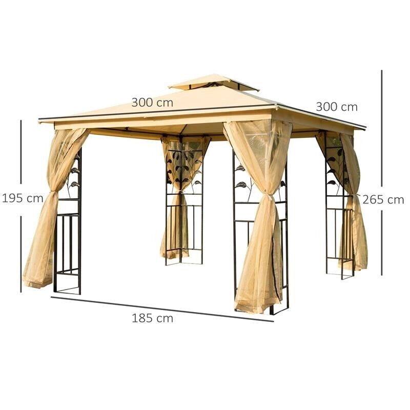 GAZEBO DA GIARDINO DI LUSSO TENDONE DA GIARDINO 3 X 3 M