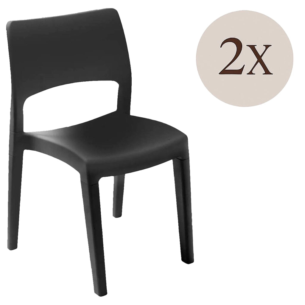 Set di 2 sedie da esterno Zircone, Seduta da giardino, Per indoor o outdoor, Impilabile, Made in Italy, 50x51 h82 cm, Antracite