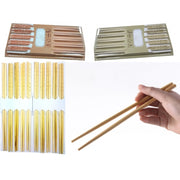 Trade Shop - Set 10 Coppie Di Bacchette Legno Disegni Bamboo Giapponesi Cinesi Sushi Cibo -