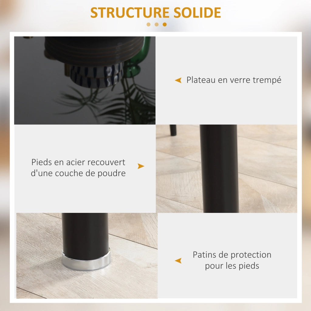 Tavolo da pranzo con sedie ¨C zephmum ¨C nero vetro temperato acciaio 4 pezzi