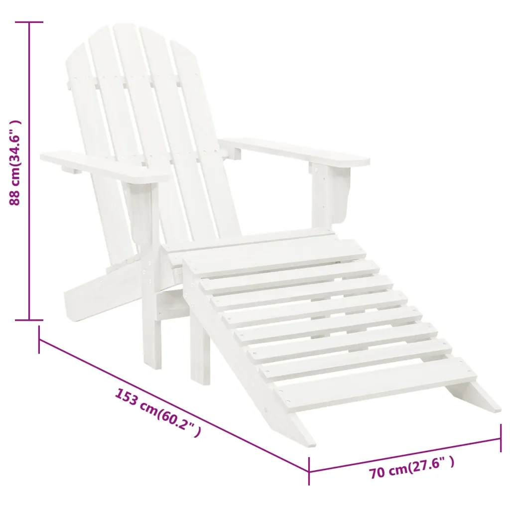Sedia da Giardino | Sedie da Esterno con Poggiagambe in Legno Bianco