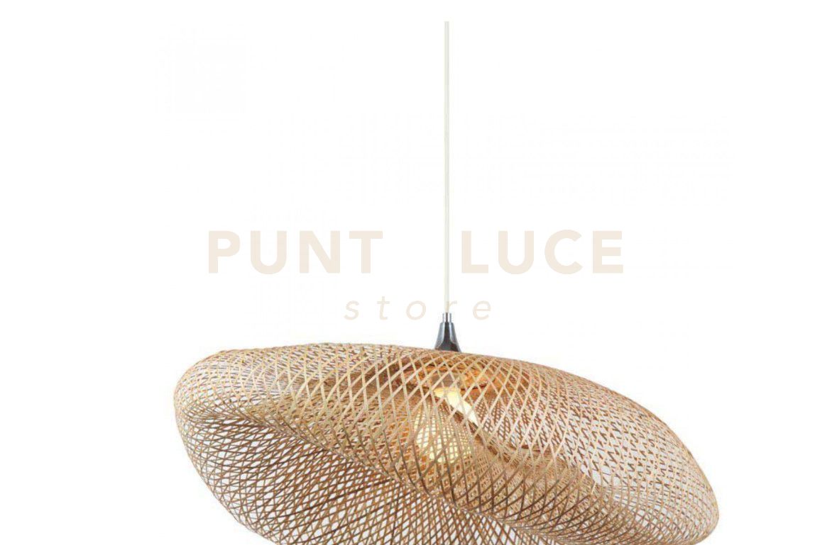 19103 Sospensione in Bamboo e metallo 1 luce attacco E27d.80cm colore bamboo naturale