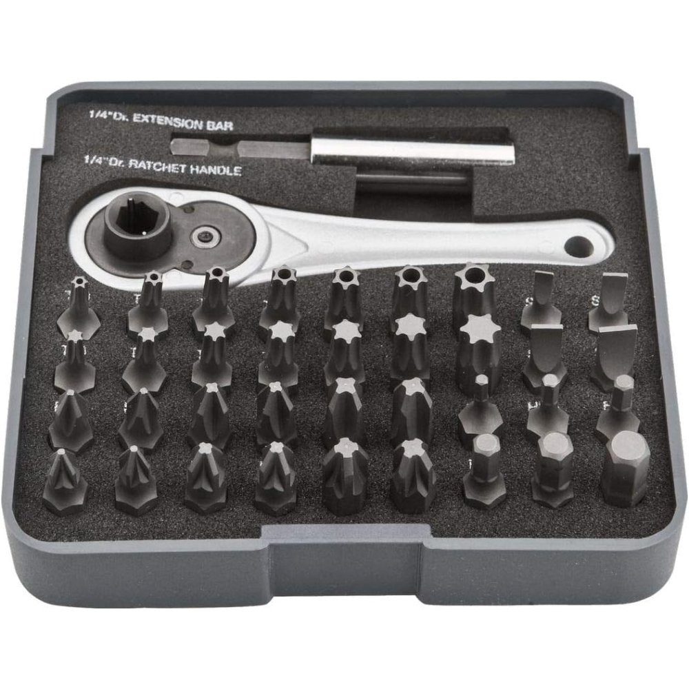 Topex 06-105 punte giravite 1/4 4 con innesto e cricchetto 38 p