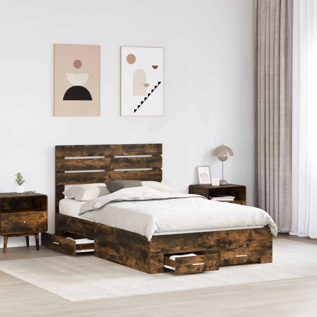 Struttura del letto Rovere fumé 120 x 190 cm Legno multistrato 3411671