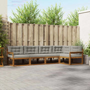 Set di divani da esterno 5 pcs Naturale e Grigio Chiaro