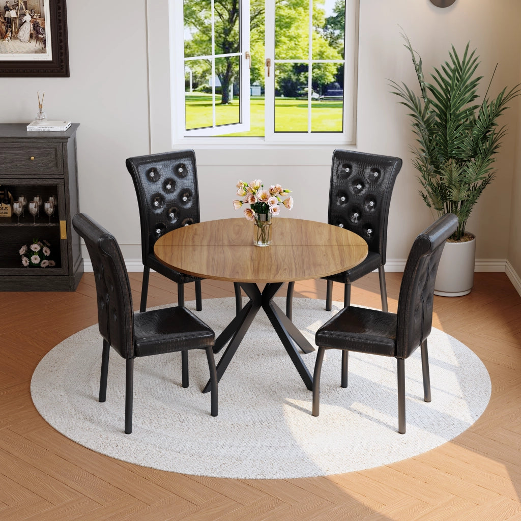 Set 2 Sedie da Pranzo ¨C Xylo ¨C Nero, Similpelle con Bottoni e Gambe in Metallo
