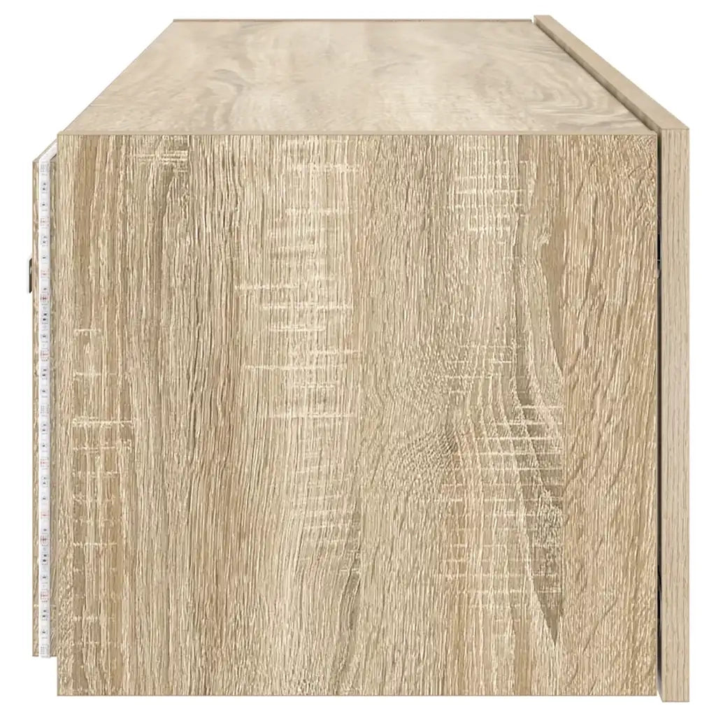 Mobile TV a Parete con Luci LED Rovere Sonoma 100x35x31 cm 837297
