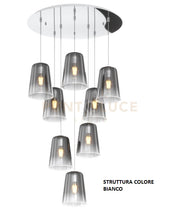 SOSPENSIONE BIANCO TONDA 8 LUCI CROMO 1164BI-S8 T-CR