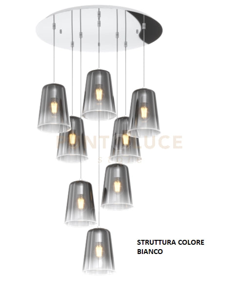 SOSPENSIONE BIANCO TONDA 8 LUCI CROMO 1164BI-S8 T-CR
