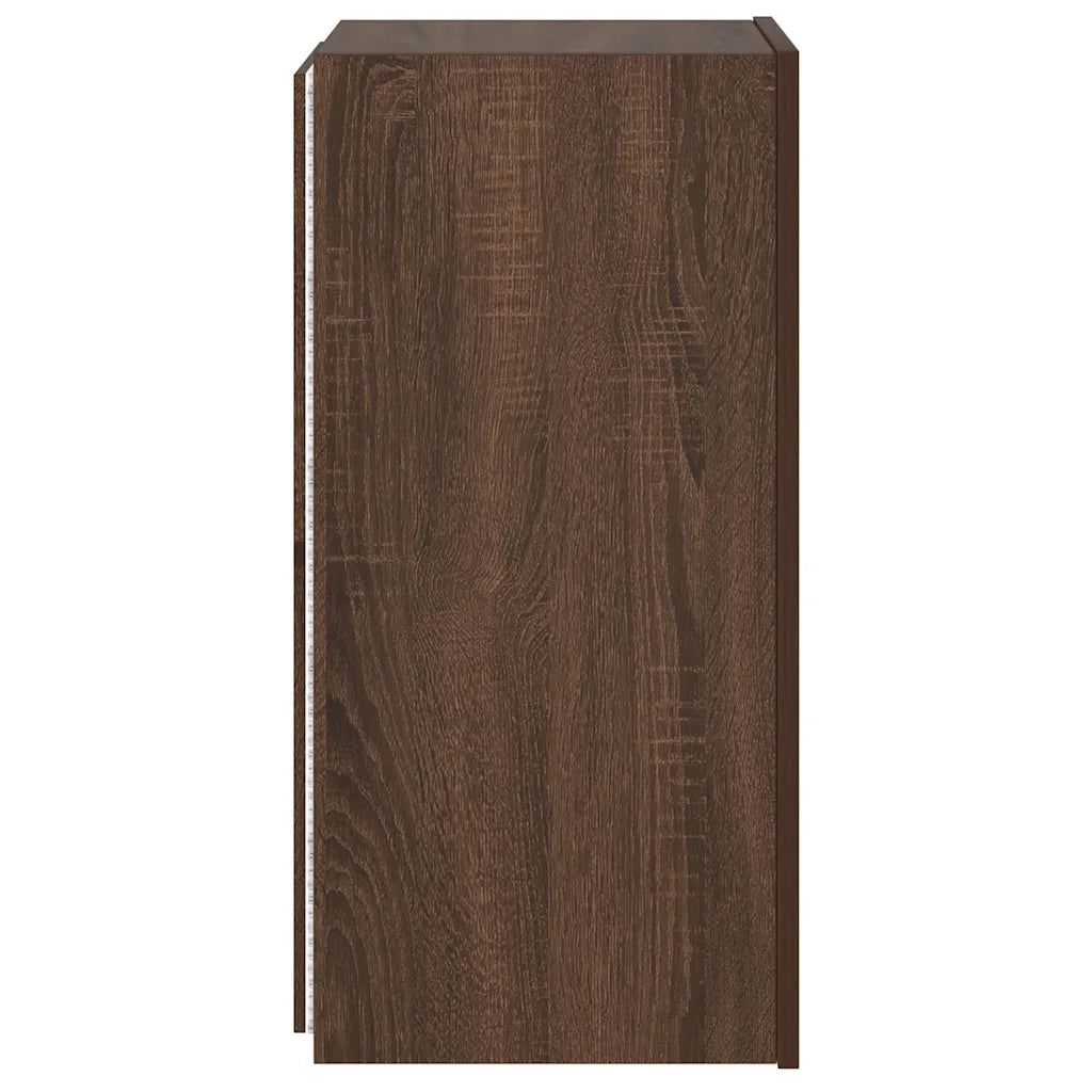Mobile TV a Parete con Luci LED Rovere Marrone 30,5x35x70 cm 837244