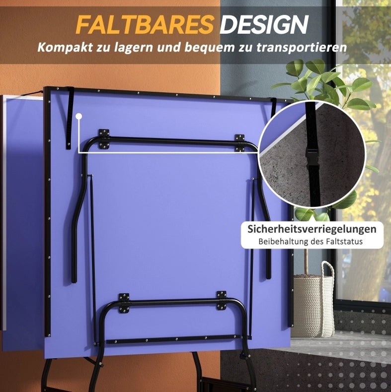 Tavolo da tennistavolo pieghevole blu con rete e accessori