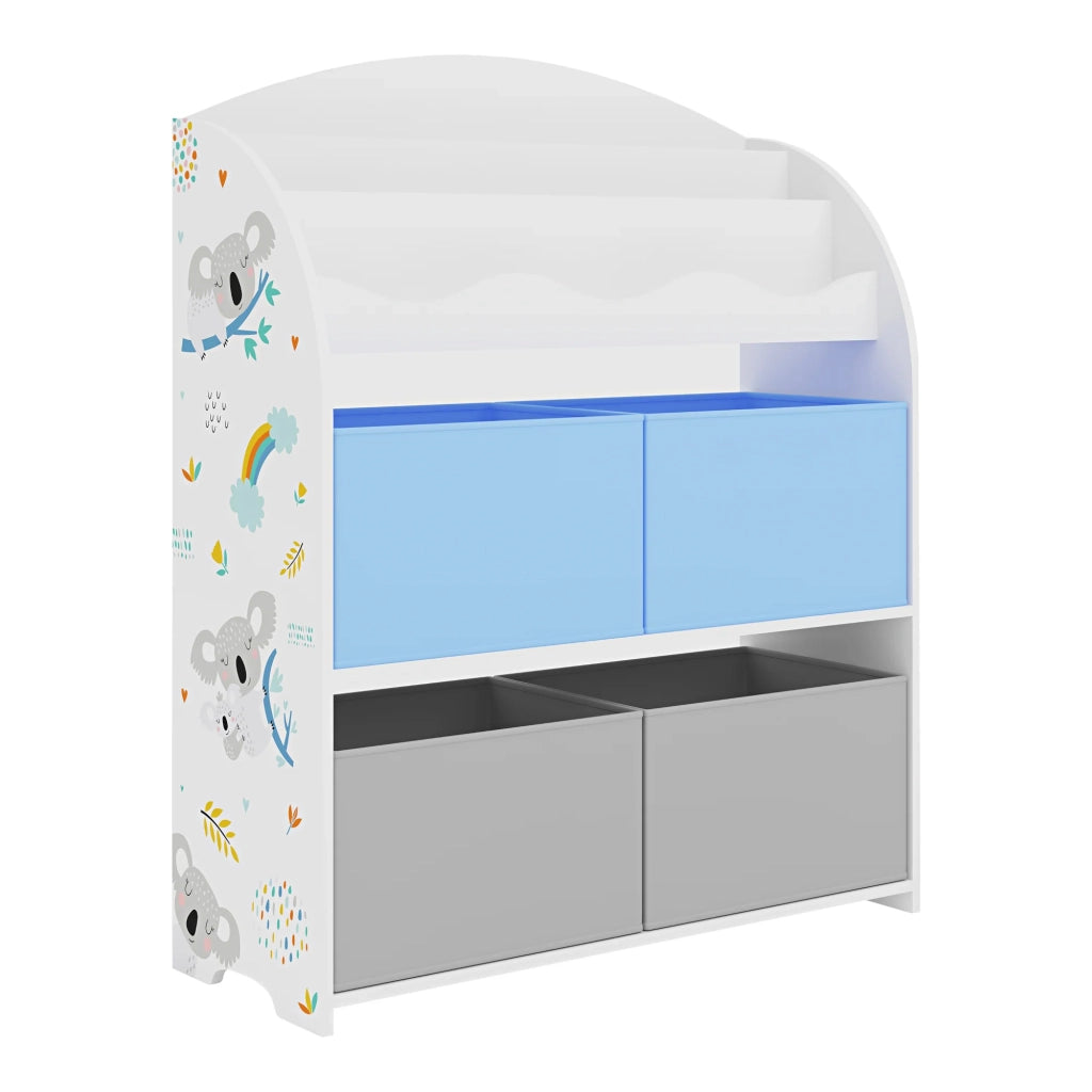 Scaffale dal design senza tempo per soggiorno camera da letto mobiletto per bambini con motivo koala 98 x 83 x 30 cm bianco grigio blu 03_0011313
