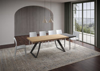 Tavolo Allungabile 180/230x90 cm Tabira Rovere Scortecciato Gambe Antracite