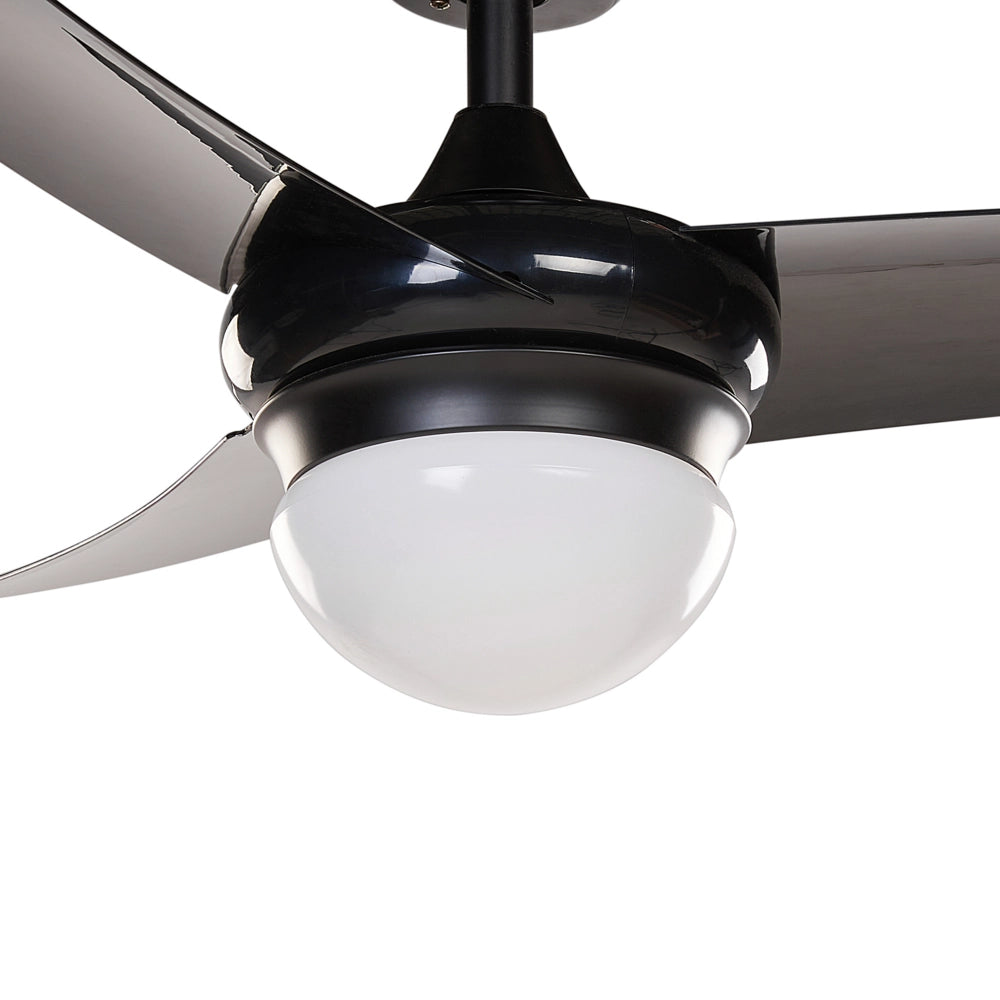 Ventilatore da soffitto in metallo nero luce telecomando 6 velocità 3 temperature 36 cm soggiorno cucina stile tradizionale