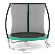 Trampolino ricreativo pesante con rete di sicurezza per bambini e adulti, Trampolino da esterno 244 cm in acciaio zincato antiruggine Verde-Trampolini