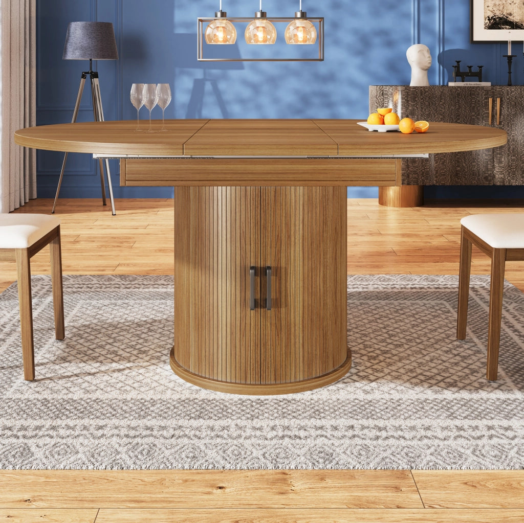 Tavolo da pranzo allungabile 118-158 cm noce con vano contenitore