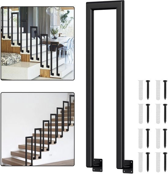Bacchetta elliptica a forma di U da 100 cm per ringhiere scale Leunerie nera Montaggio laterale