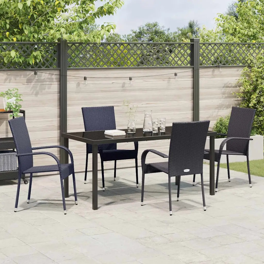 Set da Pranzo per Giardino 5 pcs Nero 3379404