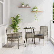 Set da Pranzo per Giardino 3 pcs Grigio polyrattan 3334945