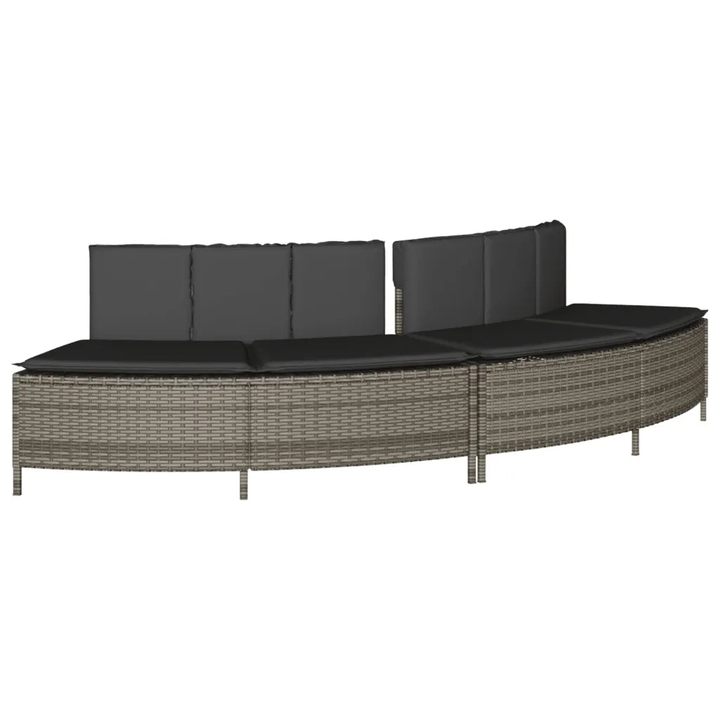 Bordo per Spa Grigio in Polyrattan e Legno Massello di Acacia 3270646