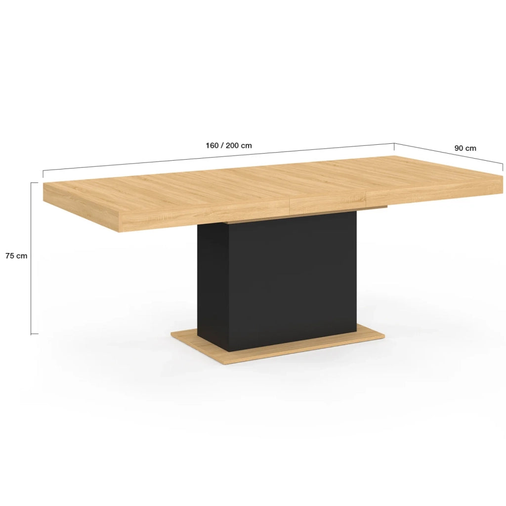 IDMarket - Tavolo da pranzo rettangolare allungabile EDEN 6-10 persone in legno e nero 160-200 cm