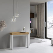 Consolle allungabile 90x40/196 cm Naxy Mix Small piano quercia natura - struttura bianco frassino
