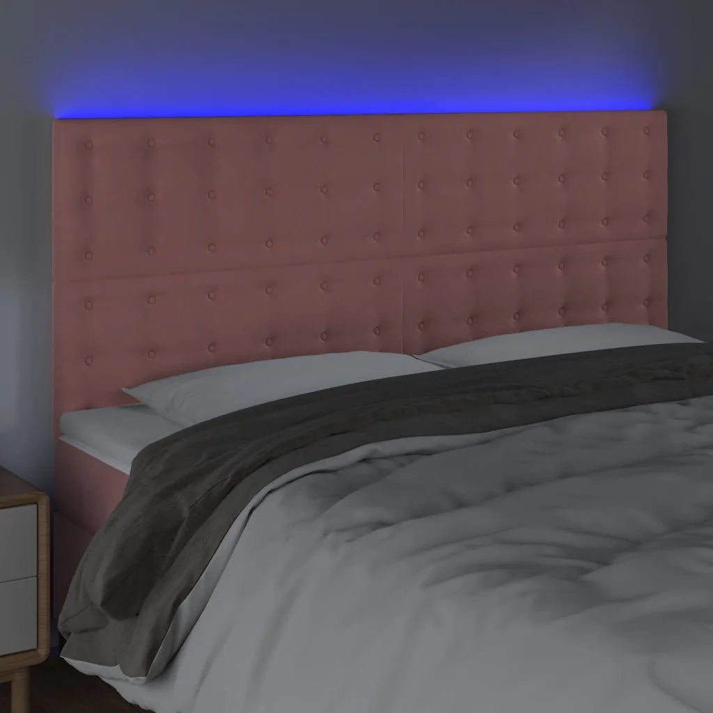 Testiera | Testata a LED rosa 200x5x118/128 cm in Velluto
