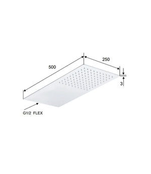Soffione doccia ultrapiatto a parete inox lucidato a specchio rettangolare