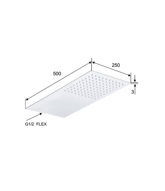 Soffione doccia ultrapiatto a parete inox lucidato a specchio rettangolare