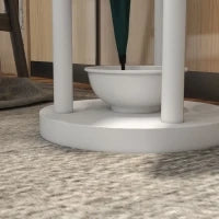 Appendiabiti da Terra di Design con Portaombrelli e 12 Ganci, Metallo e Bambù, 30.5x30.5x174.5cm, Legno e Bianco