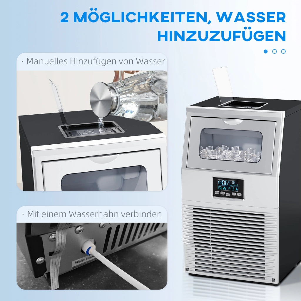 Macchina per cubetti di ghiaccio commerciale ¨C zephmum ¨C LED, display, paletta, argento