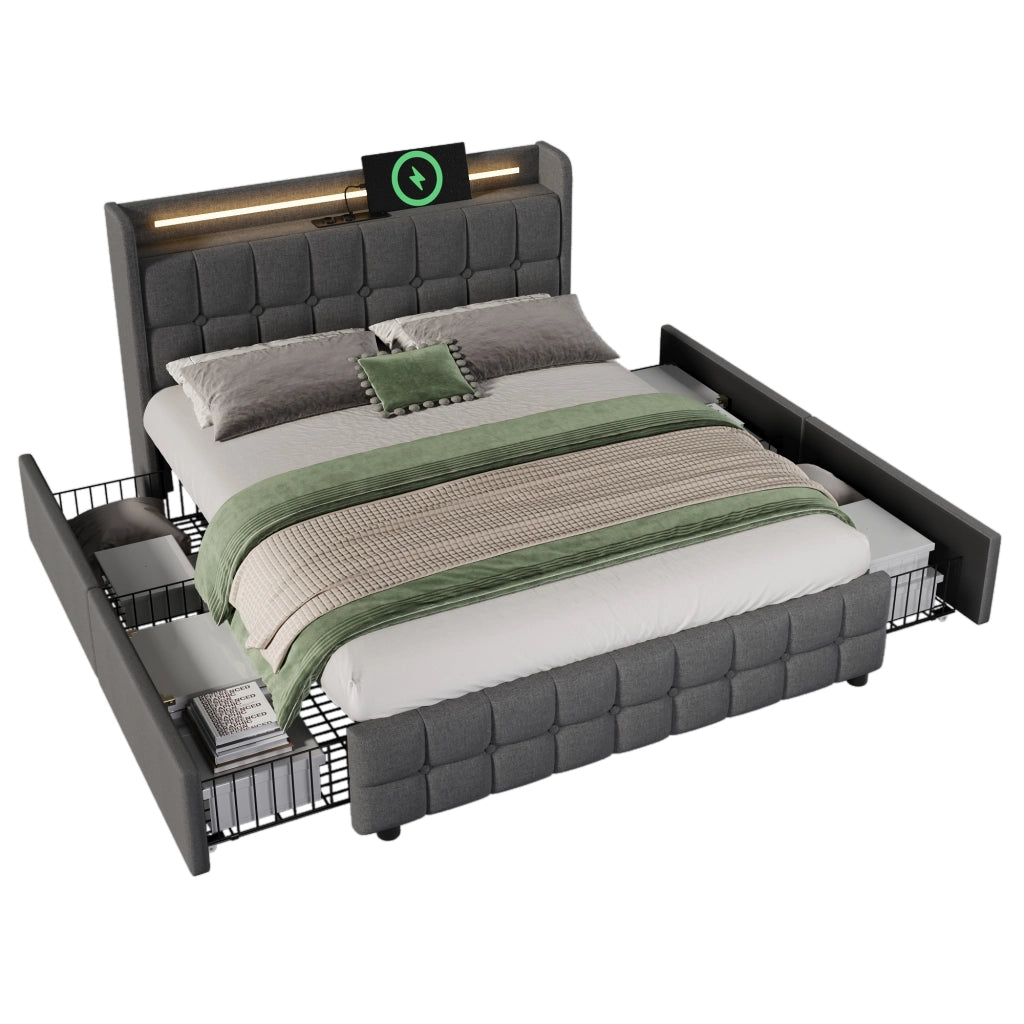 letto imbottito legno grigio 180x200 cm