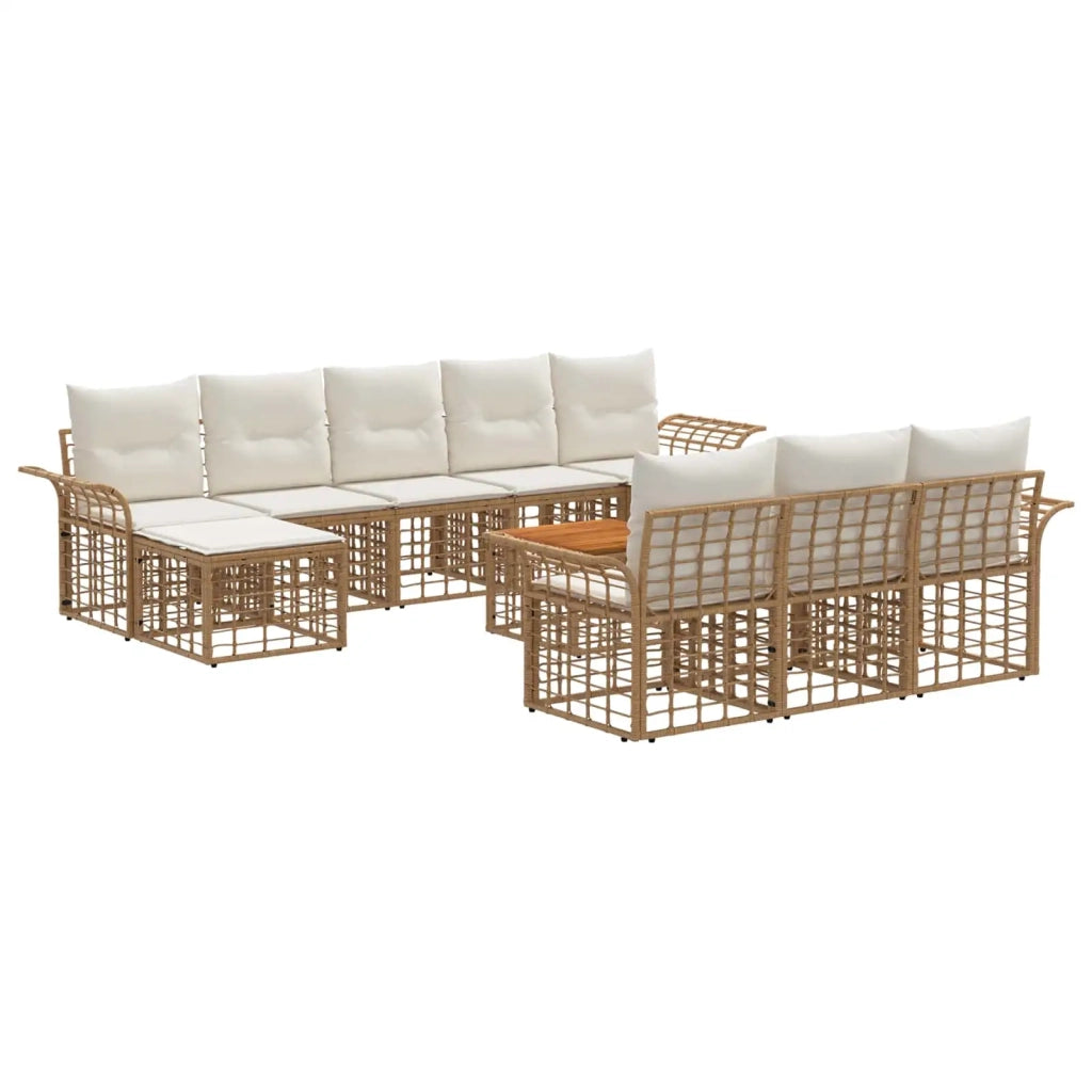 Set di divani da esterno 11 pcs Naturale e Bianco Crema