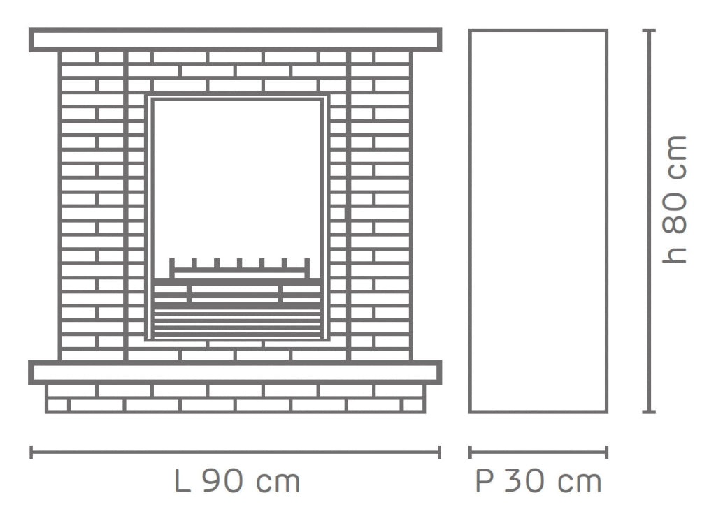 Camino Elettrico da Pavimento 90x80x30 cm Effetto Fiamma 1800W Tigullio