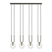 Lampadario Emibig Glam 4xE14 Nero/Trasparente Oro Vetro