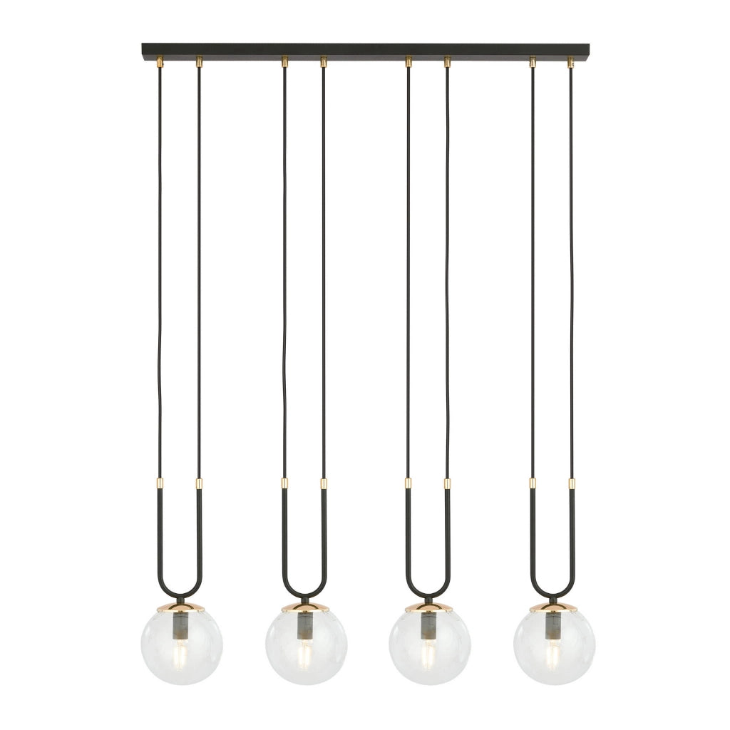 Lampadario Emibig Glam 4xE14 Nero/Trasparente Oro Vetro