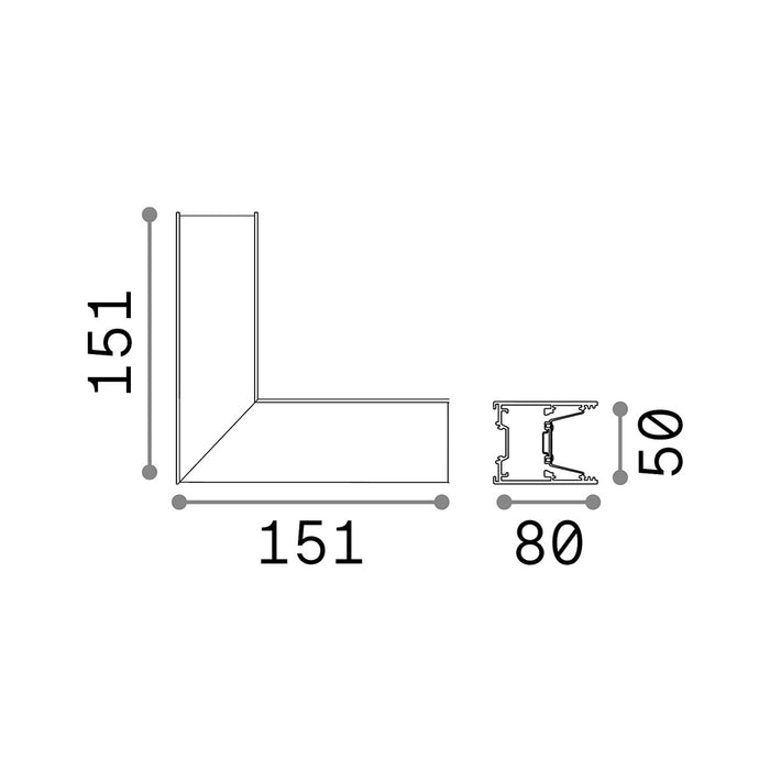 Kit Driver Angolare Fluo Alluminio Bianconero Led 8W 4000K Luce Naturale