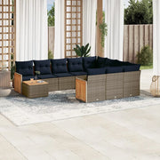 Set Divani da Giardino 11 pz con Cuscini Grigio in Polyrattan 3228049